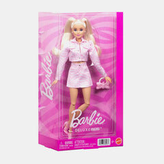 Barbie Deluxe Style Doll #9 – Pink Denim Jacket & Skirt Set, Blonde