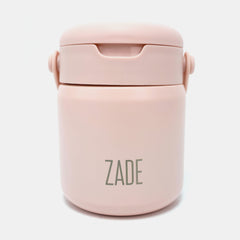 Zade Insulated Food Jar with Snack Compartment & Foldable Spoon 360ml – Blush Metallic
