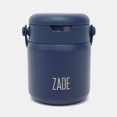 Zade Insulated Food Jar with Snack Compartment & Foldable Spoon 360ml – Navy Blue