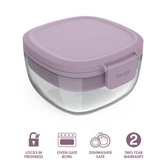 Bentgo Glass All-In-One Salad Container With Reusable Fork- Lavender