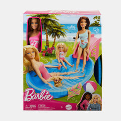 Barbie Pool Playset With Doll, Slide, Towel & Drink Accessories