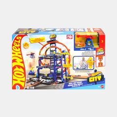 Hot Wheels Mega Loop Garage Playset With 1 Car And 1 Helicopter