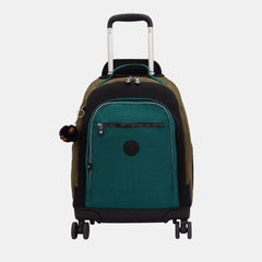 Kipling New Zea Large Wheeled Backpack with Laptop Compartment Black Khaki Print