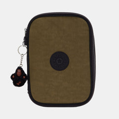 Kipling 100 Pens Large Pencil Case Black Khaki Print