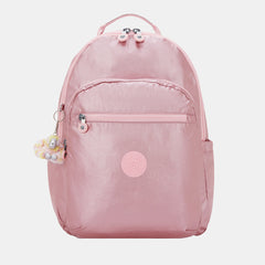 Kipling Seoul College Extra Large Backpack with Laptop Compartment Bronze Pink Metallic
