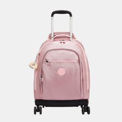 Kipling New Zea Large Wheeled Backpack with Laptop Compartment Bronze Pink Metallic