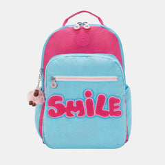 Kipling Seoul Lap Large Backpack with Laptop Compartment  Smile Blue Print