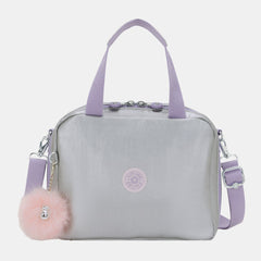 Kipling Miyo Large Lunch Bag with Trolley Sleeve Silver Glow Metallic