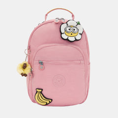 Kipling Seoul S Small Backpack with Tablet or Laptop Compartment – Pink Daisy (Minions Edition)