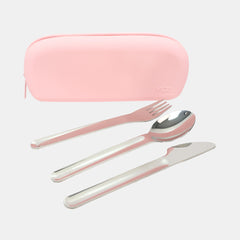 Vibe Cutlery Set With Silicone Pouch – Blush Pink