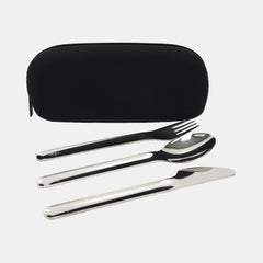 Vibe Cutlery Set With Silicone Pouch – Black