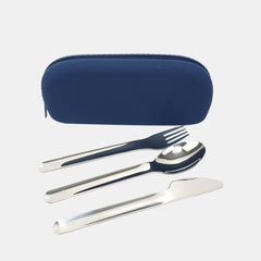 Vibe Cutlery Set With Silicone Pouch – Navy Blue