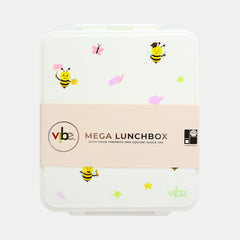 Vibe Bee & Butterfly Mega Lunch Box With Food Thermos & Sauce Jar – White