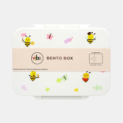 Vibe Bee & Butterfly Medium 4?Compartment Bento Lunch Box – White