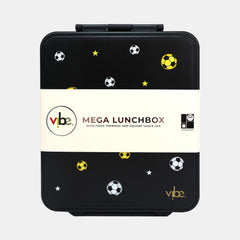 Vibe Soccer Mega Lunch Box With Food Thermos & Sauce Jar – Black