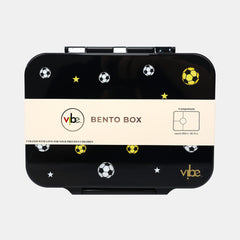 Vibe Soccer Medium 4?Compartment Bento Lunch Box – Black