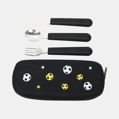 Vibe Soccer Cutlery Set With Silicone Pouch – Black