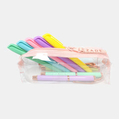 Zade Clear Single Zip Pencil Case – Blush Metallic