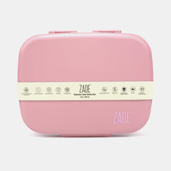 Zade Stainless Steel 3‑Compartment Bento Lunch Box 800ml – Ash Rose