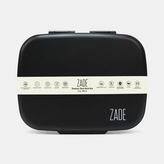 Zade Stainless Steel 3‑Compartment Bento Lunch Box 800ml – Black