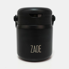 Zade Insulated Food Jar with Snack Compartment & Foldable Spoon 360ml – Black