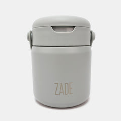 Zade Insulated Food Jar with Snack Compartment & Foldable Spoon 360ml – Silverish Grey
