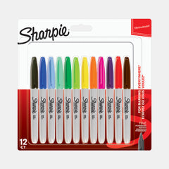 Sharpie Permanent Markers Fine Point- Assorted Colours (Pack Of 12)