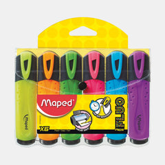 Maped Fluo Peps Classic Highlighters- Assorted Colors (Pack Of 6)