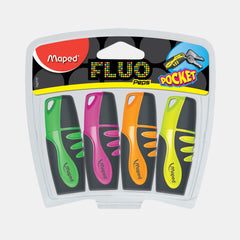 Maped Fluo Peps Pocket Highlighters- Assorted Colors (Pack Of 4)