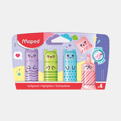 Maped Mini Pastel Highlighters- Assorted Colors (Pack Of 4)