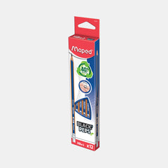 Maped Black'Peps Graphite Pencils(Hb#2) With Eraser- Pack Of 12