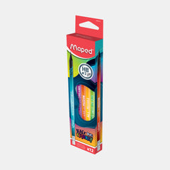 Maped Black’Peps Energy Hb Graphite Pencils With Eraser (Box Of 12)