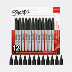 Sharpie Permanent Markers- Fine Point (Black Ink- Pack Of 12)