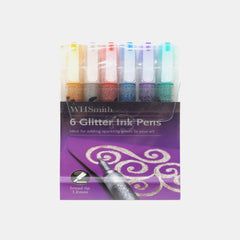 Whsmith Glitter Ink Pens (Pack Of 6)