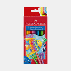 Faber‑Castell Fish Design Watercolour Pencils With Brush (12 Colours- Cardboard Box)