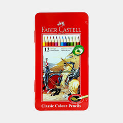 Faber‑Castell Classic Colour Pencils (12 Colours- Flat Metal Tin)