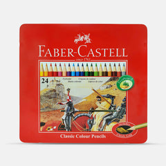 Faber‑Castell Classic Colour Pencils (24 Colours- Flat Metal Tin)