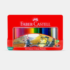 Faber‑Castell Classic Colour Pencils (36 Colours- Flat Metal Tin)