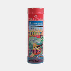 Faber‑Castell Fish Design Watercolour Pencils With Brush (36 Colours- Round Metal Tin)