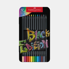 Faber‑Castell Black Edition Colour Pencils (12 Colours- Flat Metal Tin)