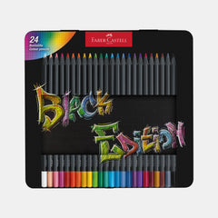 Faber‑Castell Black Edition Colour Pencils (24 Colours- Flat Metal Tin)