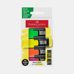 Faber‑Castell Mini Highlighters- Super Fluorescent (Set Of 4, Assorted Colours)