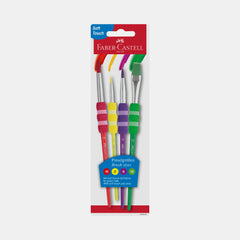 Faber‑Castell Grip Paint Brushes, Round & Flat- Set Of 4 (Sizes 2, 6, 10, 12)