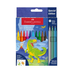 Faber‑Castell Dinosaur Colour Pencils, 10 Colours With 3 Glitter Colours