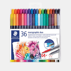 Staedtler Marsgraphic 2 Tips Brush Pen Set (Assorted Colours- Pack Of 36)