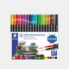Staedtler Double-End Permanent Fibre Tip (Assorted Colours- Pack Of 18)