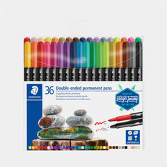 Staedtler Double-End Permanent Fibre Tip (Assorted Colours- Pack Of 36)