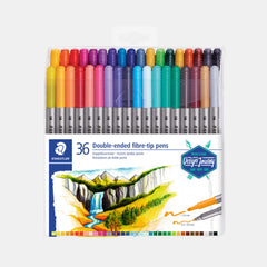 Staedtler Double-End Fibre-Tip Pens (Assorted Colours, Pack Of 36)