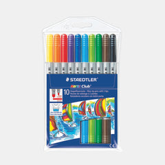 Staedtler Noris Club Fibre Tip Pens With 2 Tips (Assorted Colours, Pack Of 10)