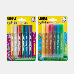 Uhu Glitter Glue Set- 6 Original & 6 Shiny Colours (12 Pens)